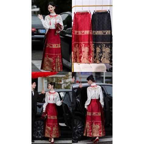 Jual Rok Hanfu Tahun Baru Imlek 2024 Wajah Kuda Emas Import Premium Rok