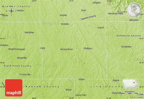 Physical Map of Buchanan County