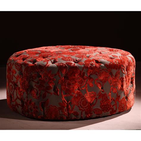 Armen Living Victoria Ottoman Ottoman Red Ottoman Round Tufted Ottoman