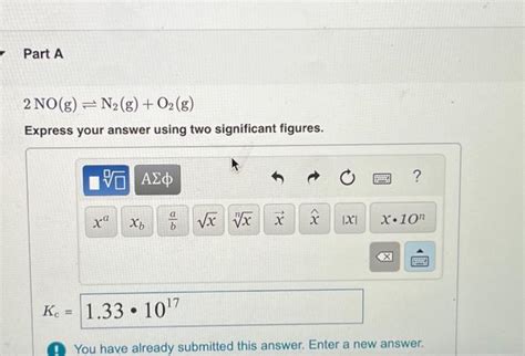 Solved If Kc At K For The Reaction N G O Chegg