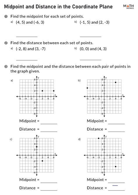 Distance On The Coordinate Plane Worksheets Math Monks