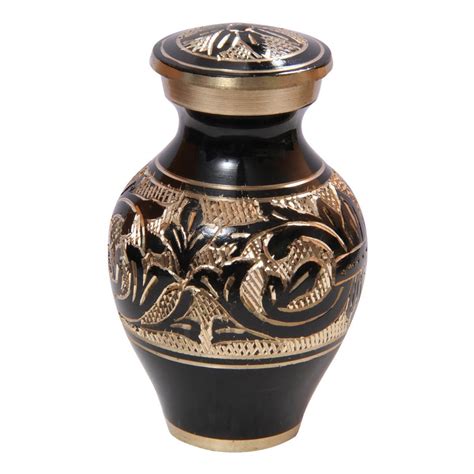 Small Black And Gold Decorative Keepsake Urn Ashes Burial Cremation Urns