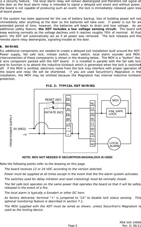 Securitron Xdt Series 500 14900d 12 24 Installation And Operating Instructions 12 Io 14900 20d