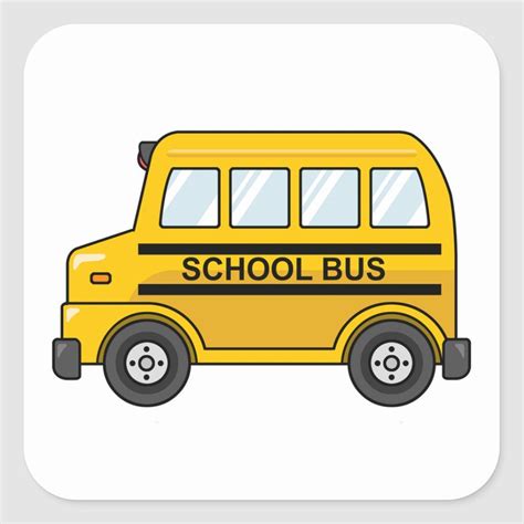 Cartoon Yellow and Black School Bus Square Sticker | Zazzle | School bus, Cartoon school bus ...