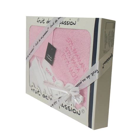 Coffret Sortie De Bain Rose Motif Maman Papa Moi Le Bain Coffret