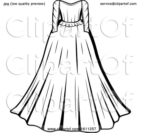 Clipart of a Black and White Wedding Gown - Royalty Free Vector ...