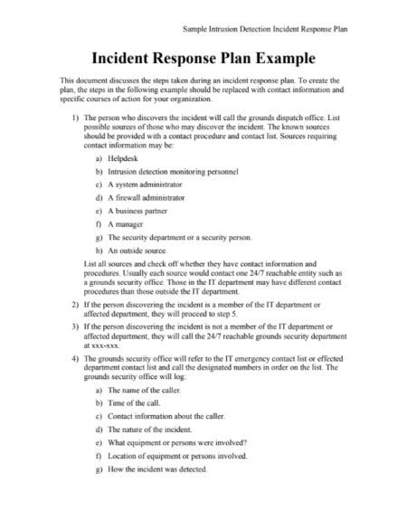 Incident Response Plan Template Ministry Of Security