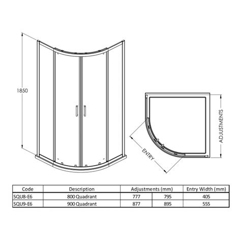 Nuie Rene Black Quadrant Shower Enclosure | 900x900mm | SQU9BP