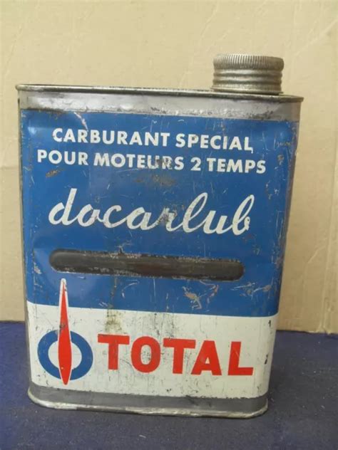 BIDON ANCIEN HUILE GARAGE TOTAL DOCARLUB Moteur 2 Temps Logo De