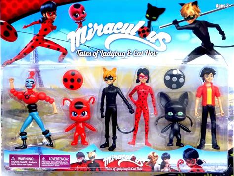 6pcs/set Miraculous Ladybug Cat Noir Adrien Marinette Plagg Tikki PVC ...