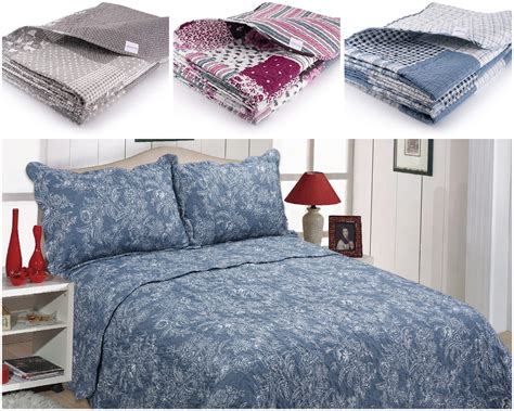 Quilted Bedspreads - Grey, Blue, Purple bedding sets - Patchwork