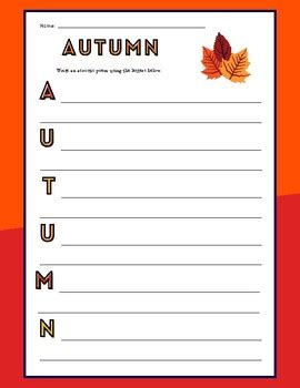 Autumn Acrostic Poem by Messer in the Middle | TPT