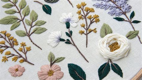 Lilac And Cherry Blossom Embroidered Botanical Elements For Beginners