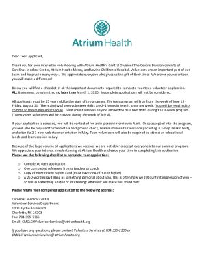 Fillable Online Volunteering At Atrium Health Carolinas Medical Center