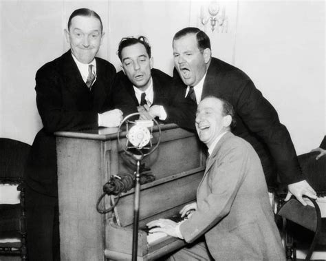 Stan Laurel Buster Keaton Oliver Hardy And Jimmy Durante On Piano Circa 1930