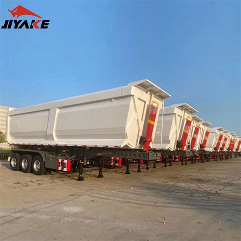 White Color 3 Axle Dumper Semi Hydraulic 60 Tons Tri Axles Rear Tipper