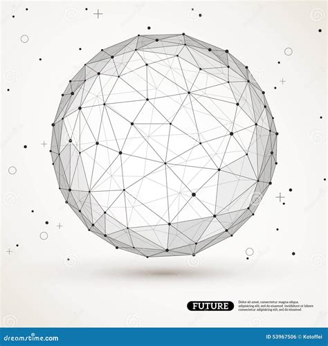 Elemento Poligonal Da Malha De Wireframe Esfera Ilustração do Vetor