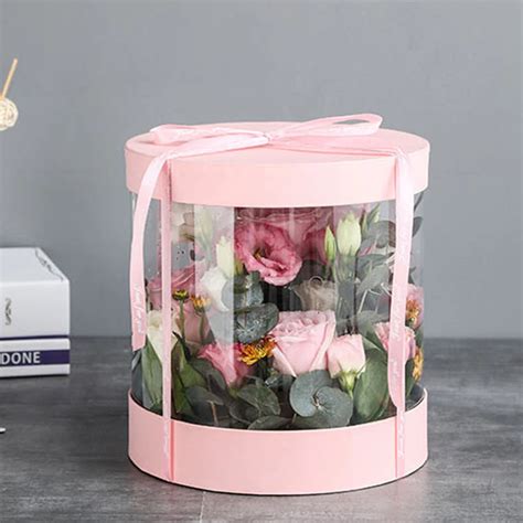 Mini Caja De Flores Transparente Tubo Redondo De Flores Embalaje De