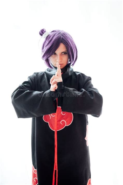 Woman Anime Cosplayer with Purple Japan Hair Stock Image - Image of ...