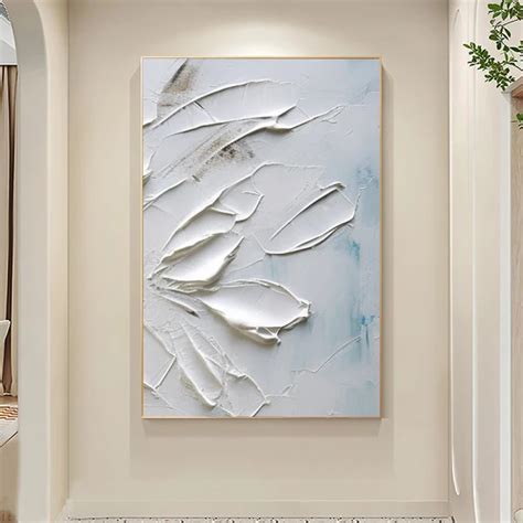 Dropship Hand Painted Oil Painting Original White Thick Textured Oil Painting On Canvas Large ...