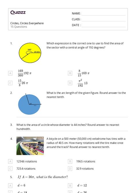 Circles Worksheets For Th Grade On Quizizz Free Printable