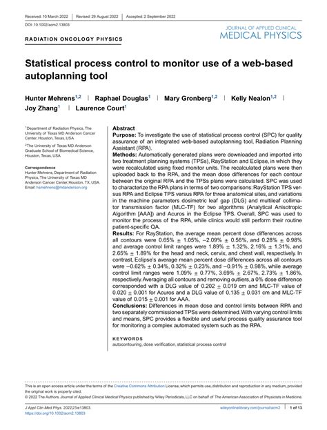 PDF Statistical Process Control To Monitor Use Of A Webbased