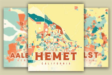 Hemet California Colorful Map Graphic by Poster Boutique · Creative Fabrica