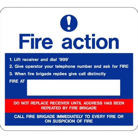 Fire Action Sign 210mm X 297mm F4 Vinyl Display Signs