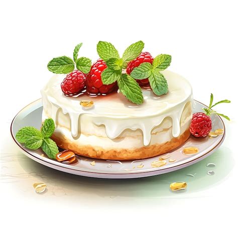 Premium Photo Watercolor Of Tofu Cheesecake Asian Inspired Cake White