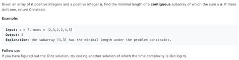 Leetcode 209 Minimum Size Subarray Sum Nick Li