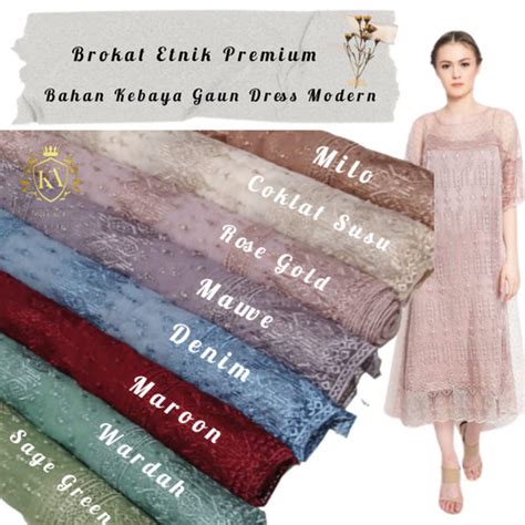 Jual Kain Brokat Tulle Bordir Etnik Meter Bahan Kebaya Premium Mewah