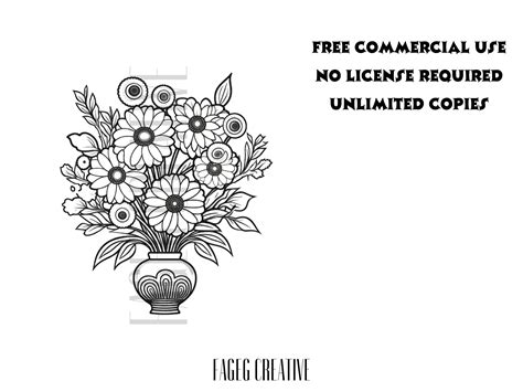 Black White Vector Bouquet Clipart, Floral Bouquet PNG for DIY Crafts ...