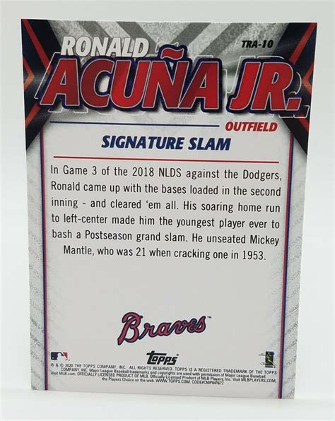 2020 Topps Update Ronald Acuna Jr Highlights TRA 10 Atlanta Braves