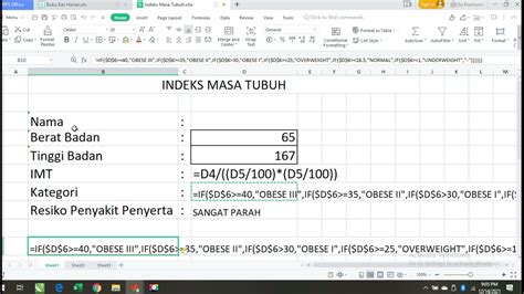 TUTORIAL RUMUS EXCEL MENGHITUNG INDEX MASA TUBUH Apakah Berat Badan