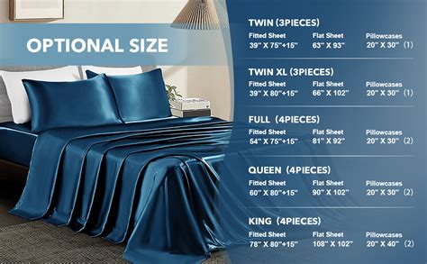 Nsgz 3 Pieces Satin Sheets Twin Xl Silky Satin Bed Sheet