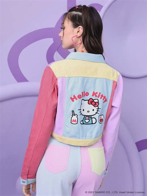 Shein X Hello Kitty And Friends Cartoon And Letter Graphic Colorblock