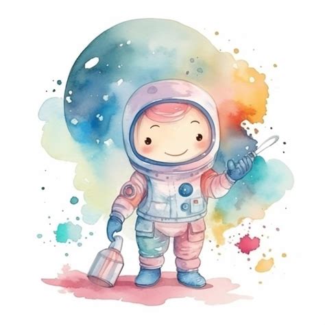 Ilustración acuarela de un astronauta en el espacio Foto Premium