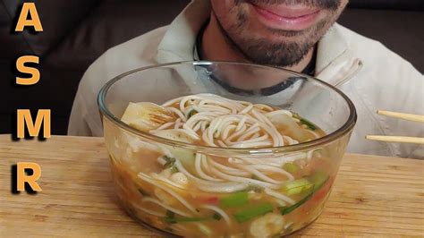 Shrimp Bok Choy Ramen Noodle Soup Asmr Eating Slurping Sounds Mukbang