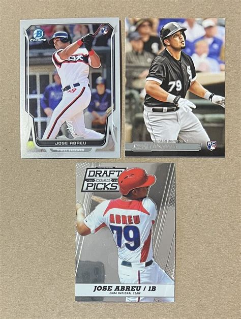 Lot Of 3 Jose Abreu RC Rookies 2014 Bowman Chrome 5 Stadium Club 100