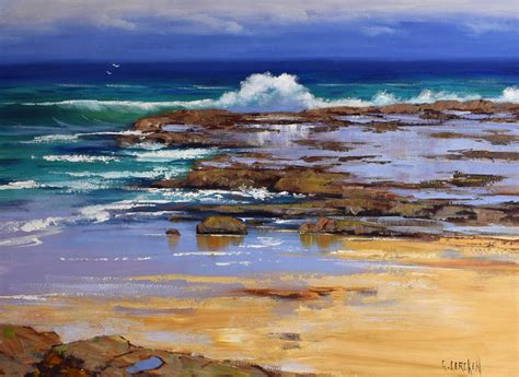 Rocky Beach At Low Tide Oil Painting By Graham Gercken Artfinder