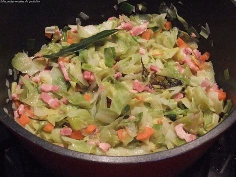 Embeurrée de choux poireaux carottes et lardons Mes petites