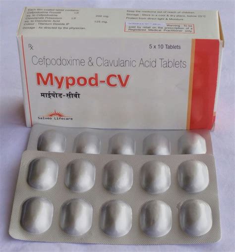 Mypod Cv Cefpodoxime And Clavulanic Acid Tablets Packaging Type Box