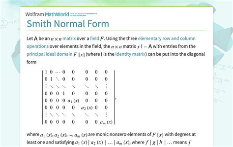 Smith Normal Form -- from Wolfram MathWorld