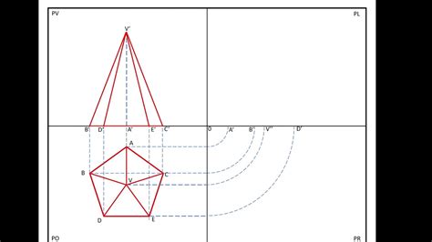 Proiezioni Ortogonali Di Una Piramide A Base Pentagonale Youtube