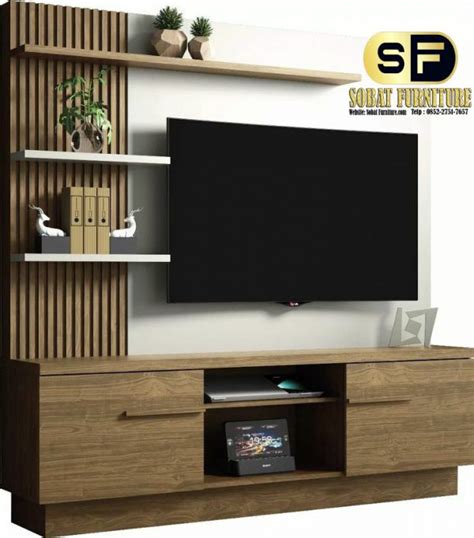 Meja Tv Natural Color Kayu Jati Pintu Minimalis Sobat Furniture