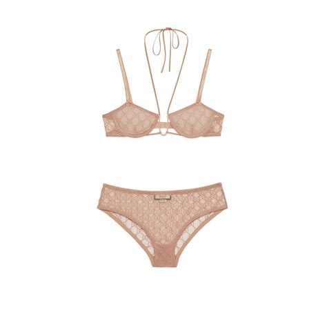 Gucci Gg Tulle Lingerie Set In Nude Modesens