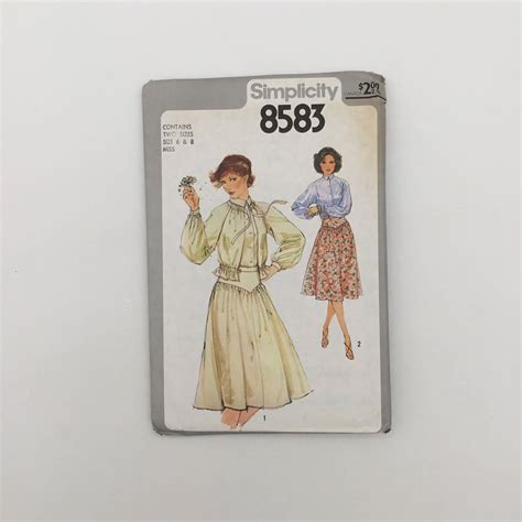 Simplicity 8583 1978 Vest Blouse And Skirt Multiple Sizes