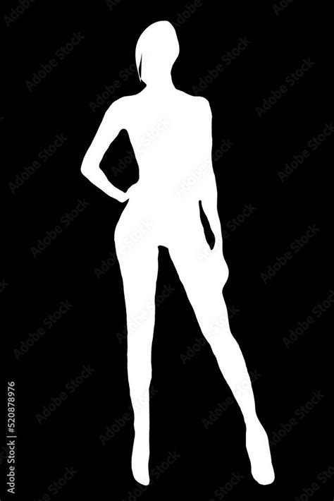 Silhouette Of A Female Body Posing In White Color Against A Black