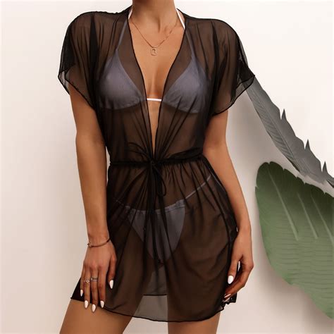 Women Sheer Mesh Cover Up Shorts Beach Cover Up Beach Wrap Bikini Wraps