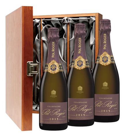 Pol Roger Rose 2015 Vintage Champagne 75cl Three Bottle Luxury Gift Box